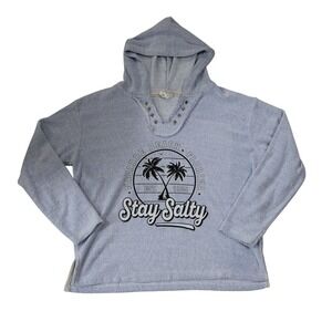 Southern Spirit Stay Salty Navarre Beach Florida Hoodie Womens XL Blue Pullover
